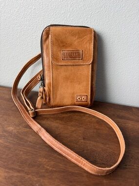 Bed Stu brown leather Alelike phone holder small crossbody purse
